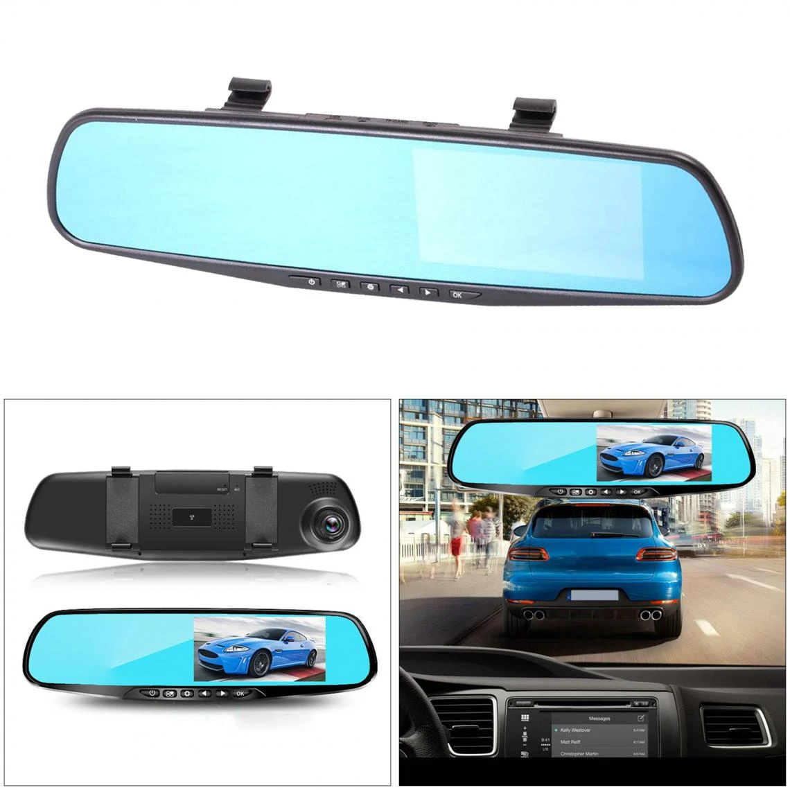 Marque Generique 4,3 "voiture 1080P DVR Rétroviseur Caméra Cam Vidéo Recroder Lentil... 4 Marque Generique 4,3 "voiture 1080P DVR Rétroviseur Caméra Cam Vidéo Recroder Lentil... – Image 4
