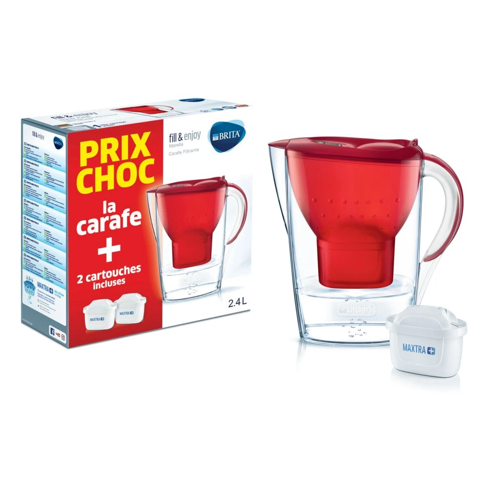 Brita Carafe Filtrante Marella + 2 Cartouches Maxtra - 1034795 - Rouge 1 Brita Carafe Filtrante Marella + 2 Cartouches Maxtra - 1034795 - Rouge