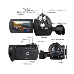 Yonis Caméscope Numérique Full HD -Boutique KODAK PIXPRO cam c3 a9scope num c3 a9rique fhd 1080p wi fi c3 a9cran tactile 3 pouces zoom x18 2