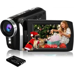 Vendos85 Caméscope Numérique Full HD De 2,8 Pouces 1080P 24 P Noir Gris