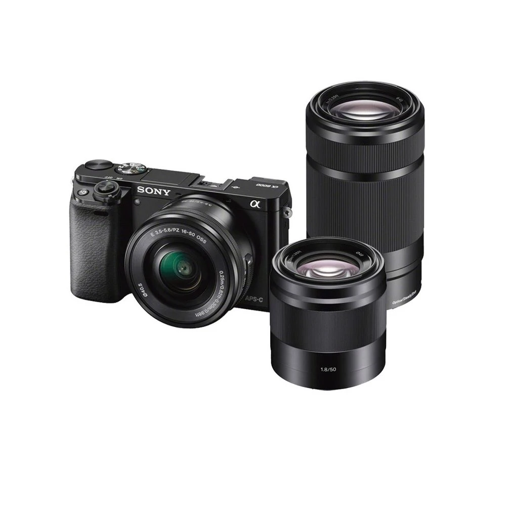 Sony Appareil Hybride + 16-50 + 55-210 + 50mm Noir - A6000 1 Sony Appareil Hybride + 16-50 + 55-210 + 50mm Noir - A6000